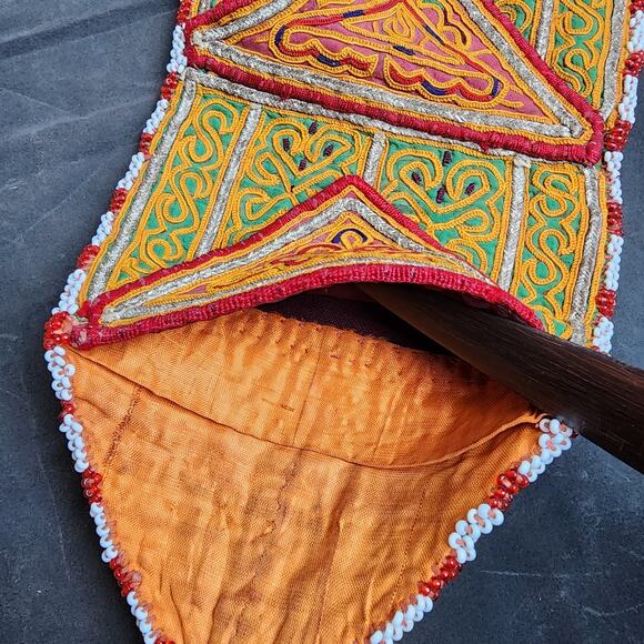 Kuchi Embroidered Pouch Wallet Central Asian Handmade Beaded S-Figure Motif - Picture 6 of 9